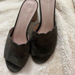 Kate Spade Dark Green Suede Mules